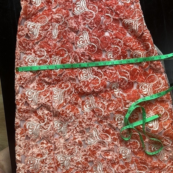 Velvet floral cutout pattern column dress SZ S - Picture 8 of 9